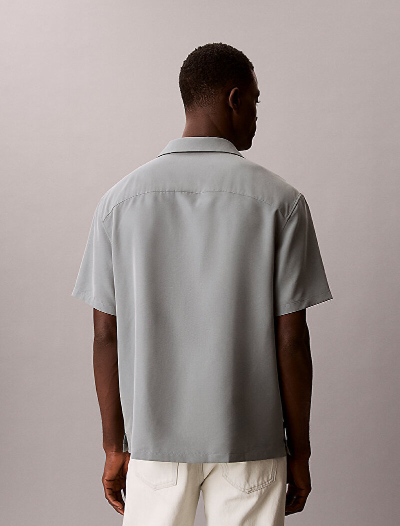 Calvin Klein Yeşil Renkli Erkek Camp Collar Drape Gömlek