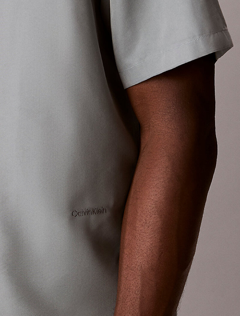 Calvin Klein Yeşil Renkli Erkek Camp Collar Drape Gömlek