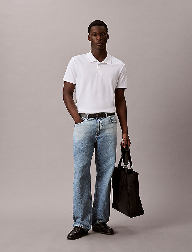 Calvin Klein Beyaz Renkli Erkek Tech Birdseye Polo T-shirt
