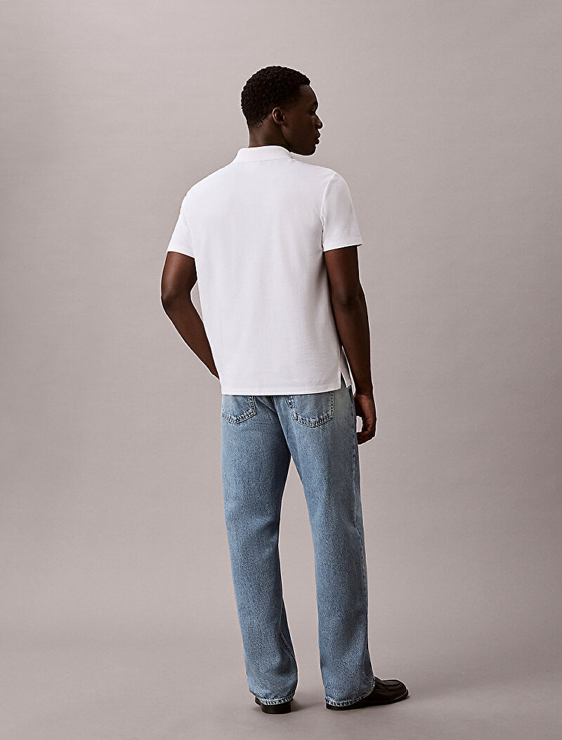 Calvin Klein Beyaz Renkli Erkek Tech Birdseye Polo T-shirt