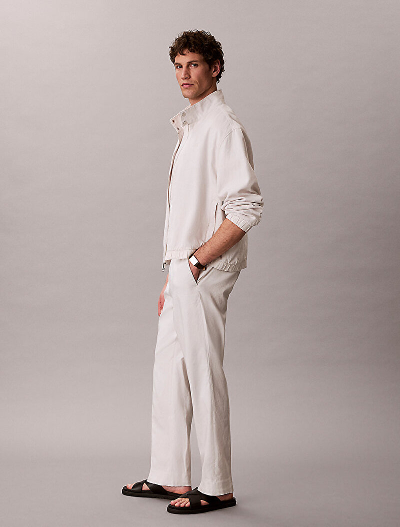Calvin Klein Beyaz Renkli Erkek Tapered Linen Liyosel Pantolon