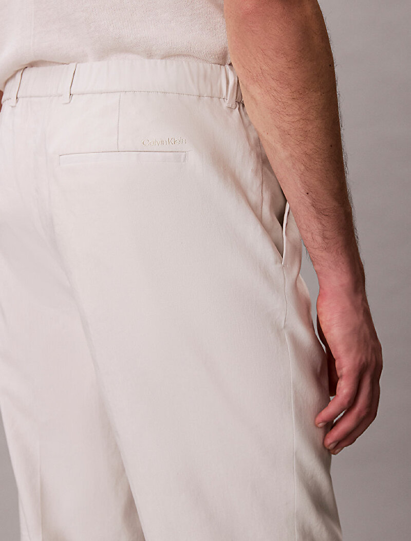 Calvin Klein Beyaz Renkli Erkek Tapered Linen Liyosel Pantolon