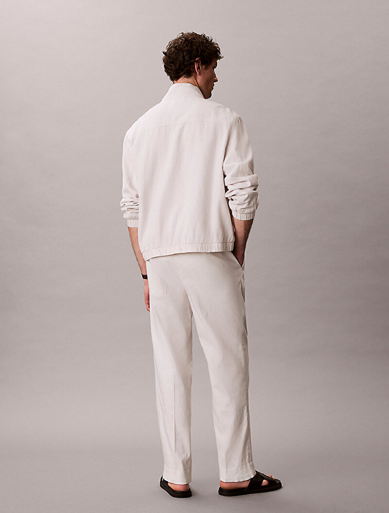 Calvin Klein Beyaz Renkli Erkek Tapered Linen Liyosel Pantolon