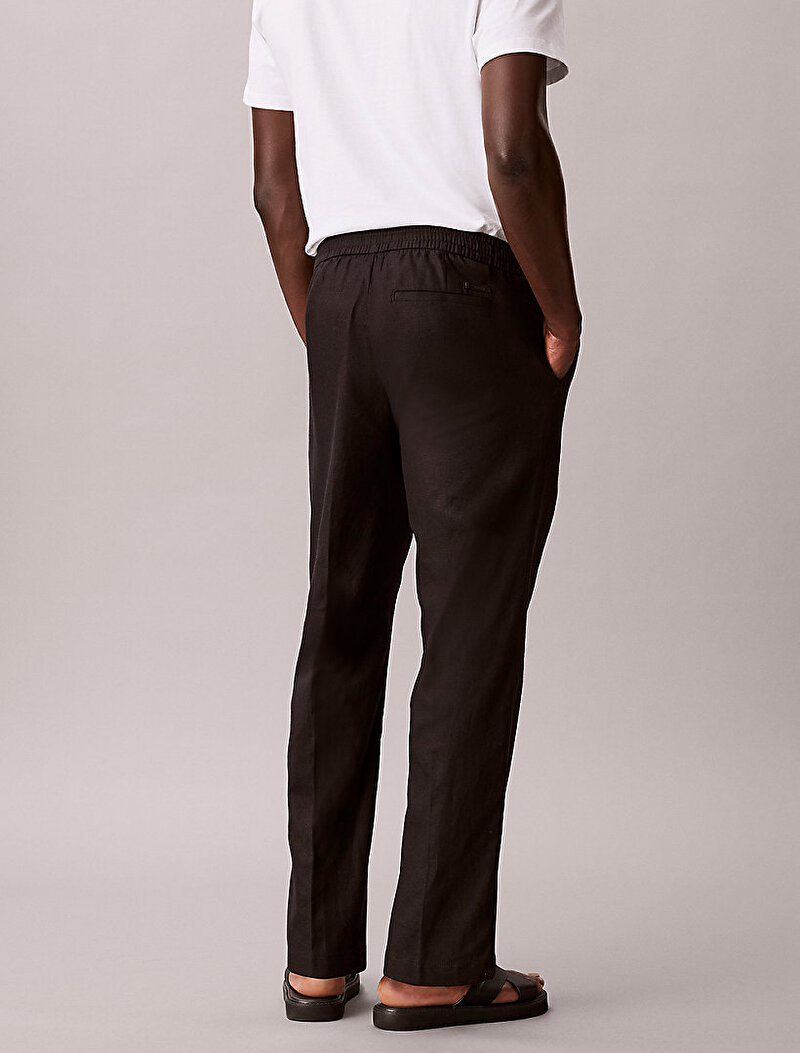 Calvin Klein Siyah Renkli Erkek Straight Linen Pull Pantolon