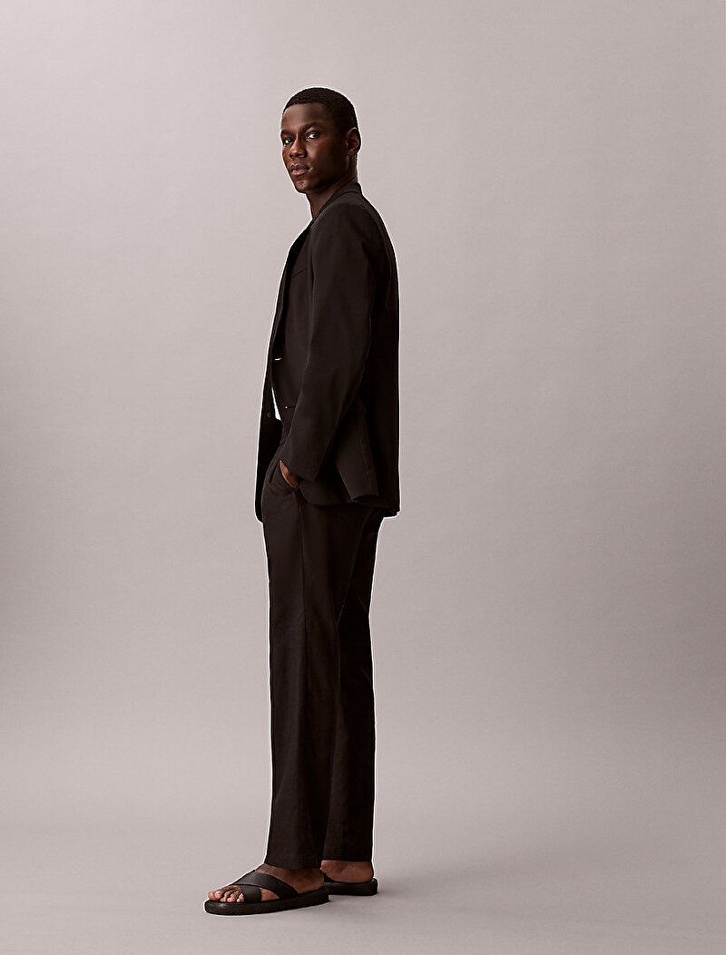 Calvin Klein Siyah Renkli Erkek Straight Linen Pull Pantolon