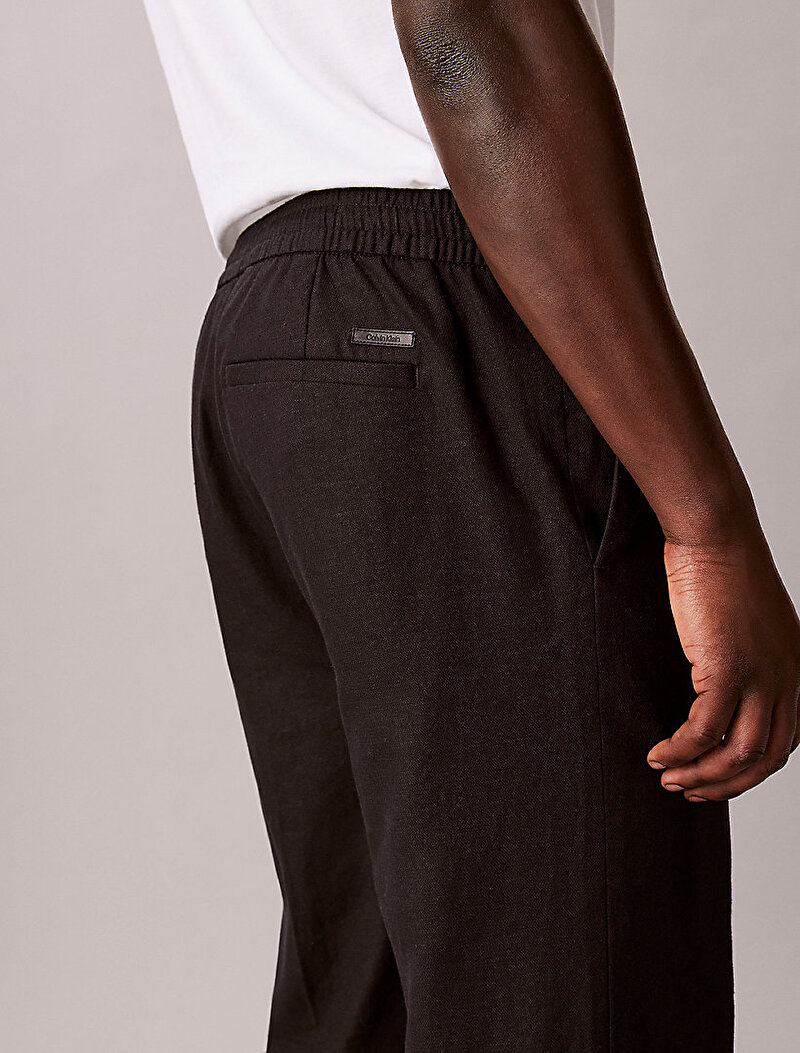 Calvin Klein Siyah Renkli Erkek Straight Linen Pull Pantolon