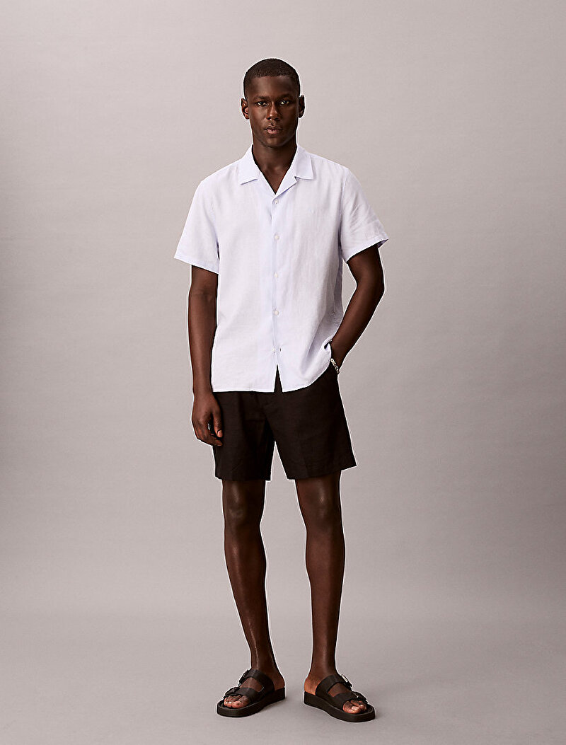 Calvin Klein Siyah Renkli Erkek Straight Linen Şort