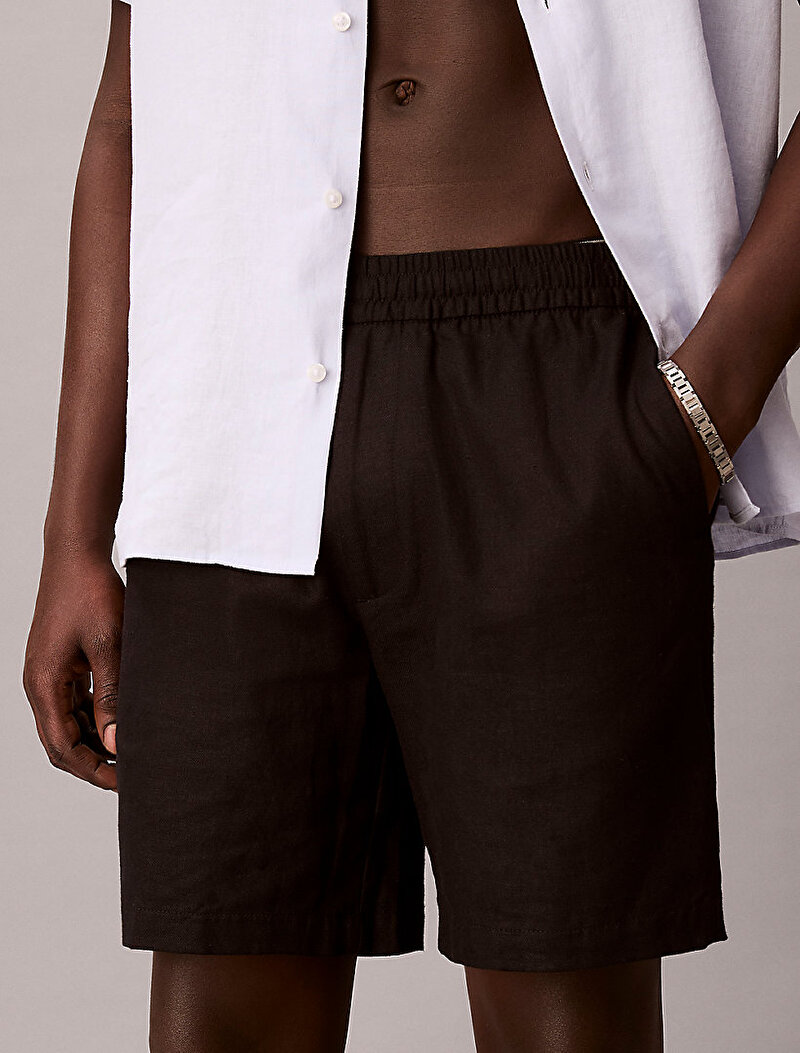 Calvin Klein Siyah Renkli Erkek Straight Linen Şort