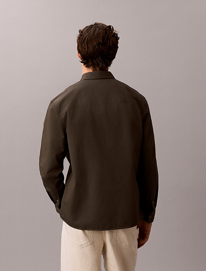 Calvin Klein Kahverengi Renkli Erkek Garment Wash Gömlek