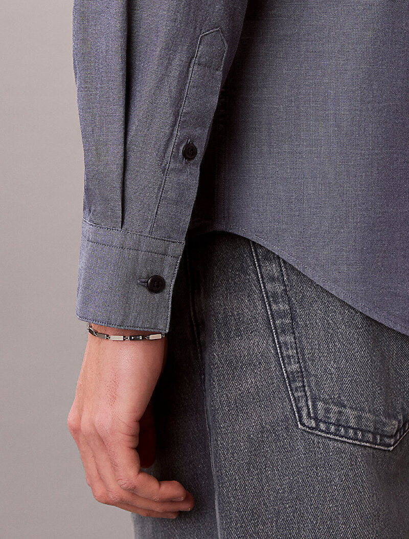 Calvin Klein Mavi Renkli Erkek Washed Poplin Gömlek