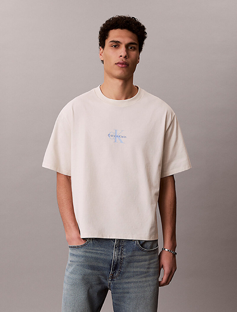 Calvin Klein Beyaz Renkli Erkek 90s Fit Micro T-shirt