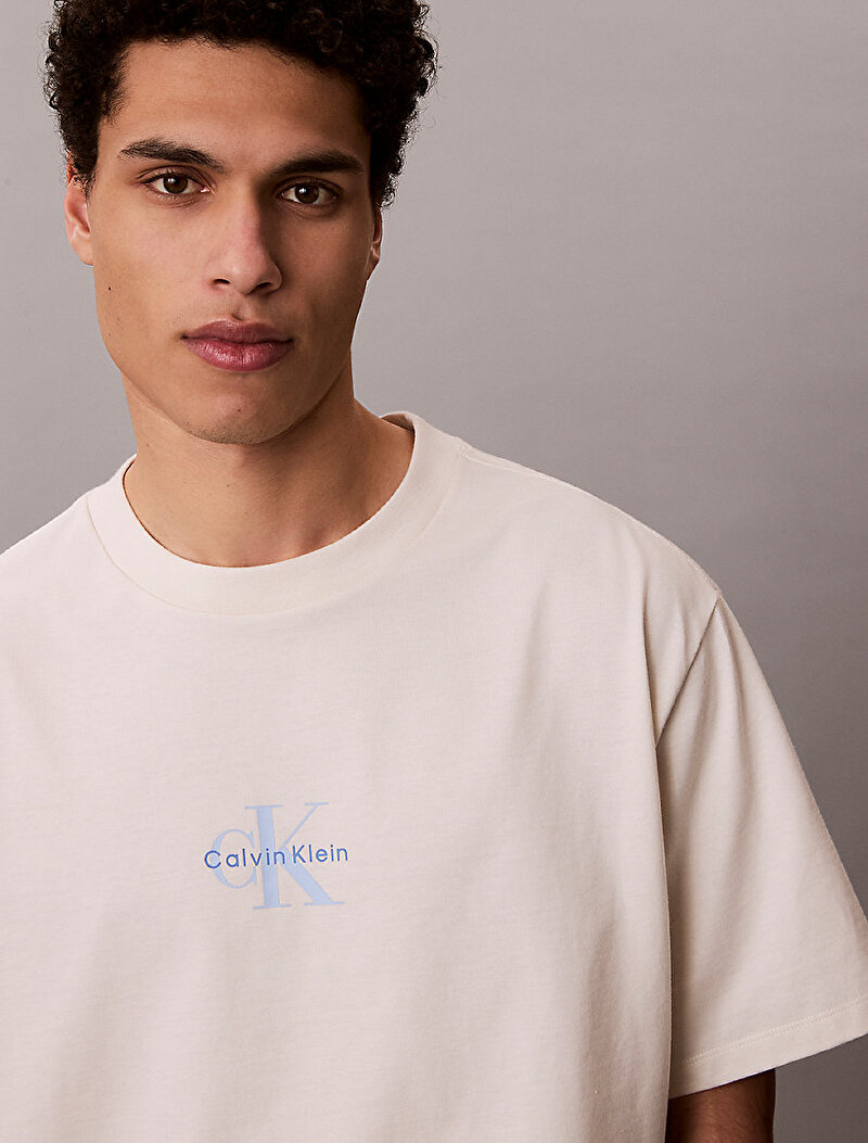 Calvin Klein Beyaz Renkli Erkek 90s Fit Micro T-shirt