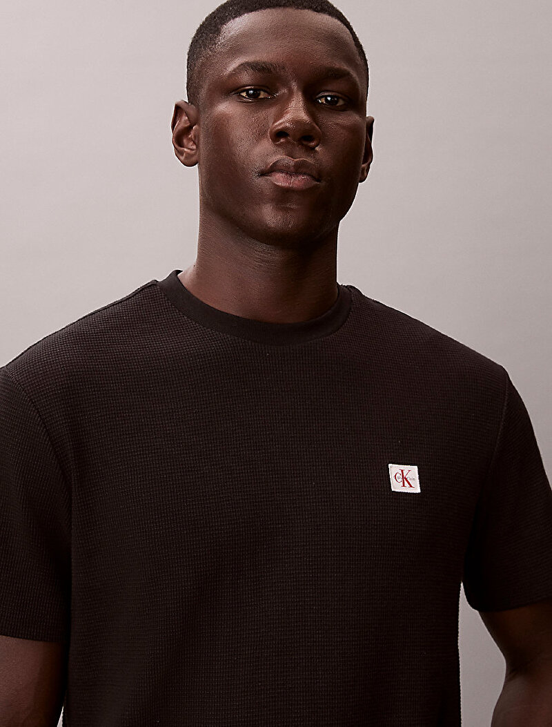 Calvin Klein Siyah Renkli Erkek Waffle Heritage T-shirt