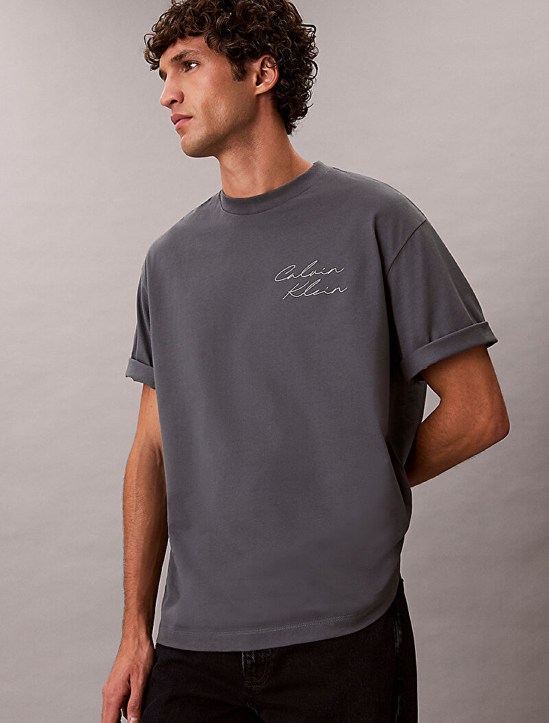Calvin Klein Gri Renkli Erkek 16s Graphic T-shirt