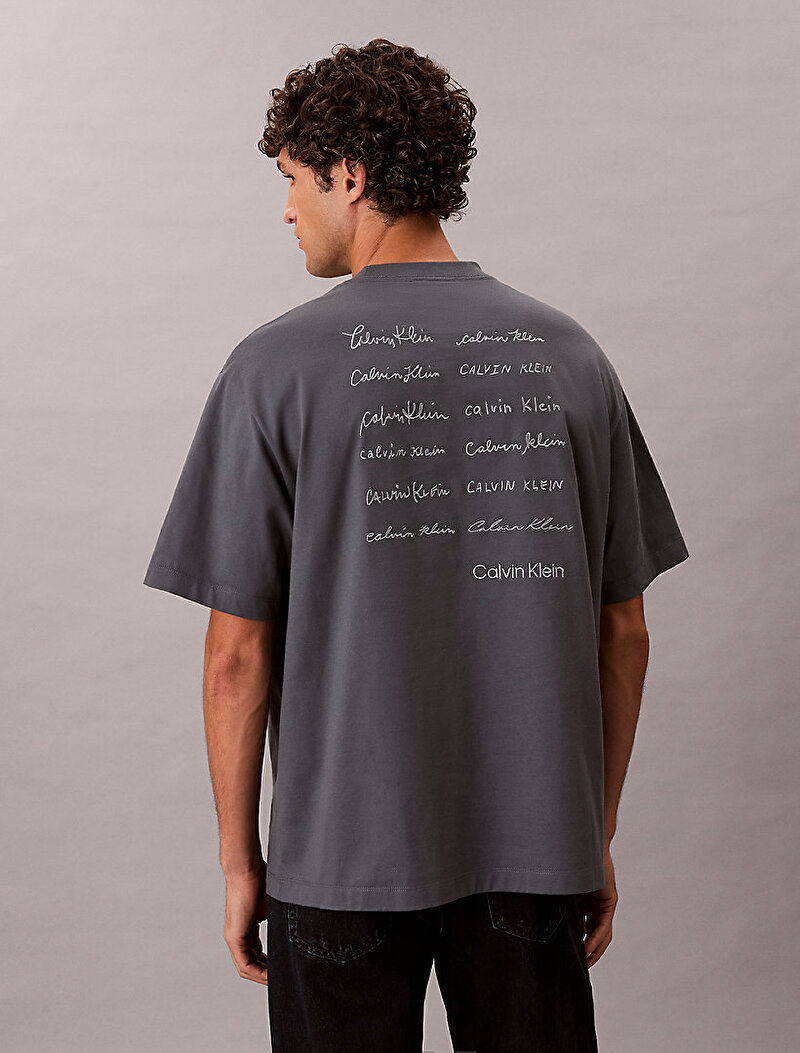 Calvin Klein Gri Renkli Erkek 16s Graphic T-shirt