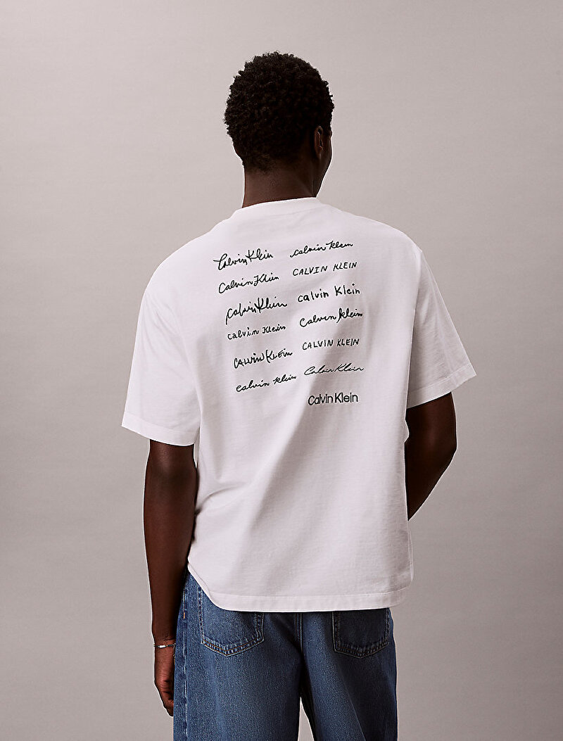 Calvin Klein Beyaz Renkli Erkek 16s Graphic T-shirt