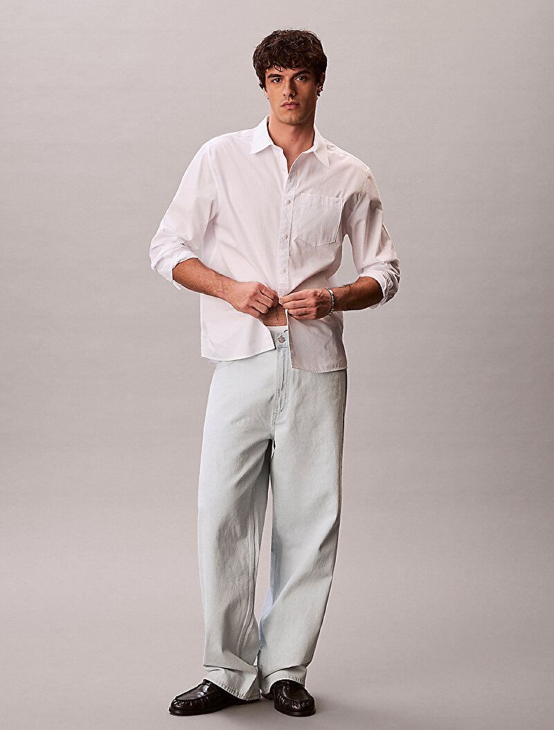 Calvin Klein Beyaz Renkli Erkek Stripe Washed Gömlek