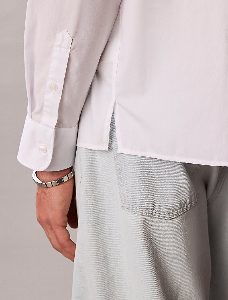 Calvin Klein Beyaz Renkli Erkek Stripe Washed Gömlek