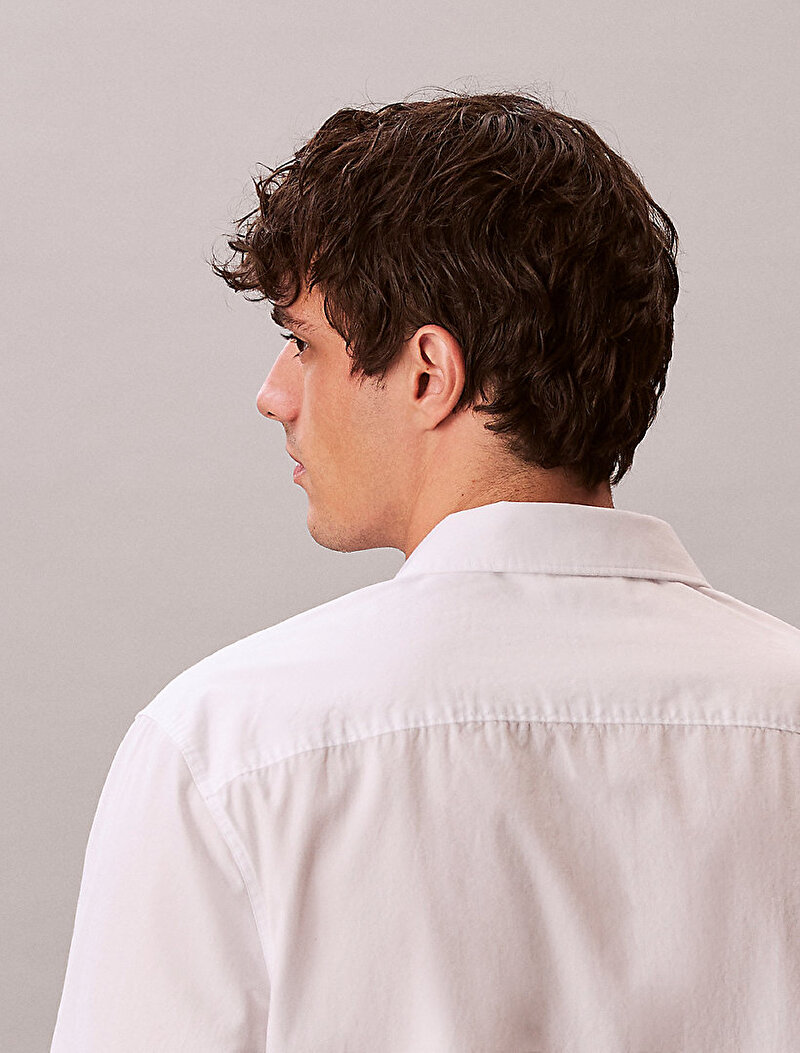 Calvin Klein Beyaz Renkli Erkek Stripe Washed Gömlek
