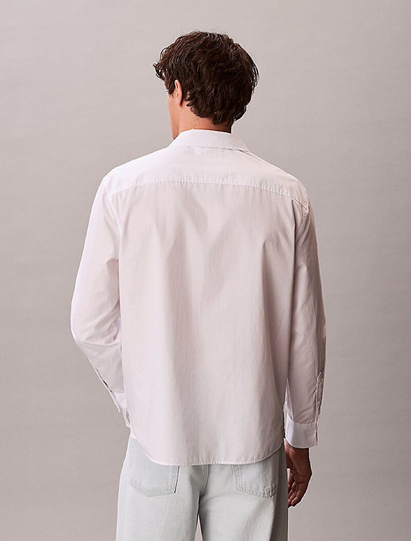 Calvin Klein Beyaz Renkli Erkek Stripe Washed Gömlek