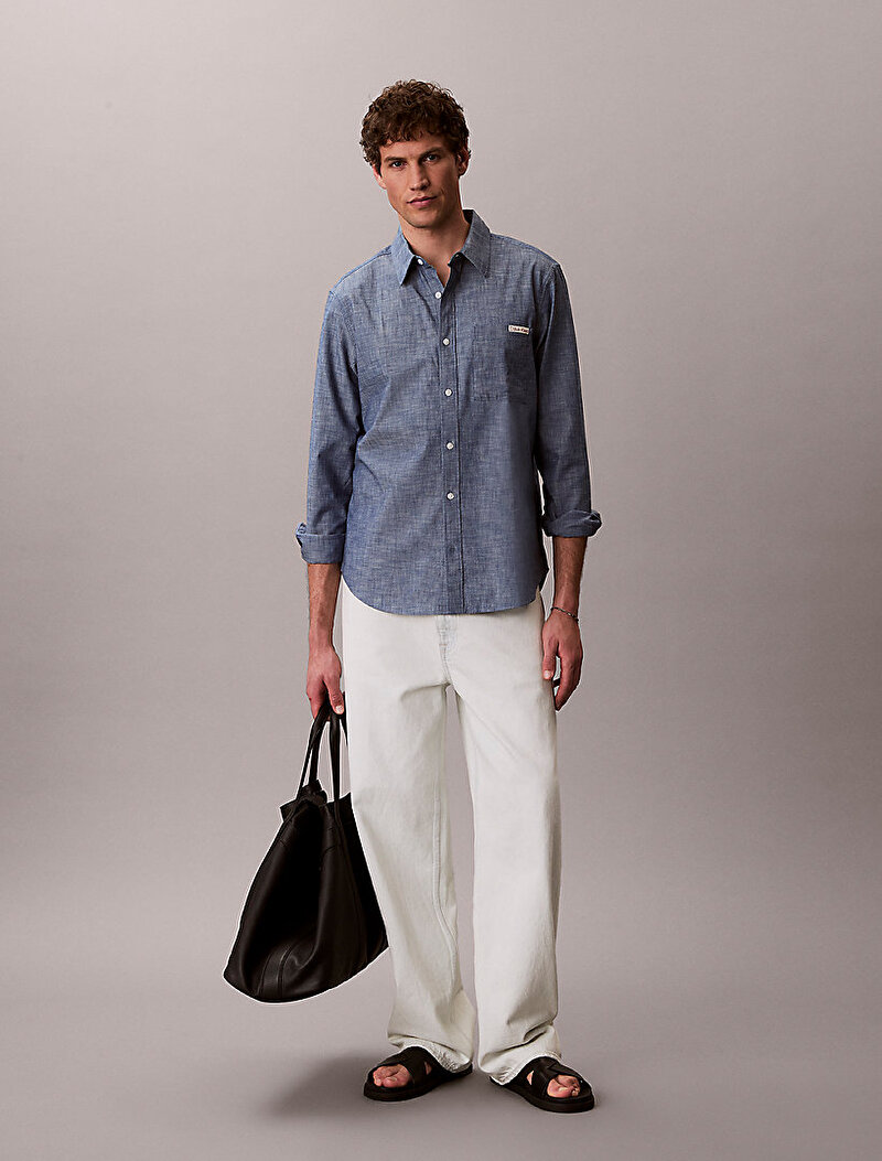 Calvin Klein Mavi Renkli Erkek Chambray Classic Gömlek