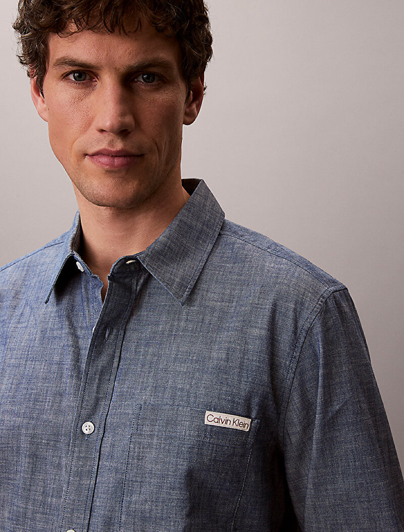 Calvin Klein Mavi Renkli Erkek Chambray Classic Gömlek