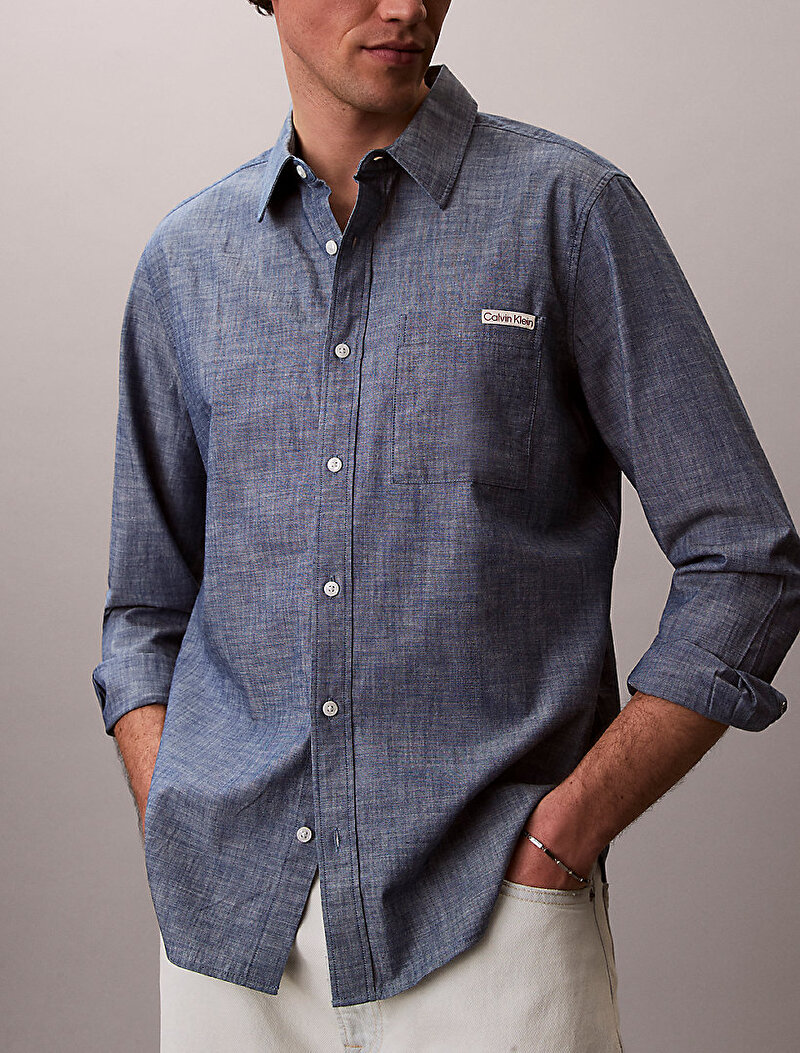 Calvin Klein Mavi Renkli Erkek Chambray Classic Gömlek