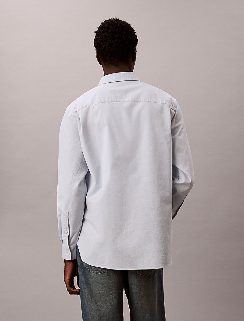 Calvin Klein Beyaz Renkli Erkek Washed Oxford Gömlek