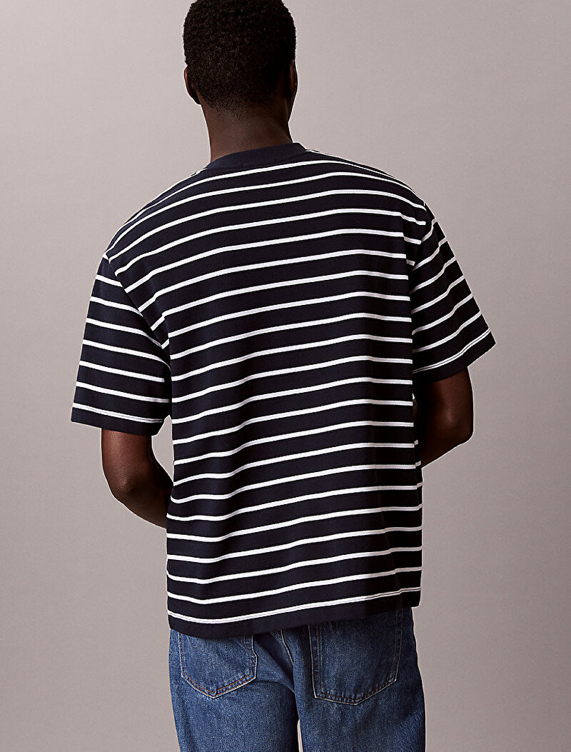 Calvin Klein Lacivert Renkli Erkek Stripe Casual T-shirt