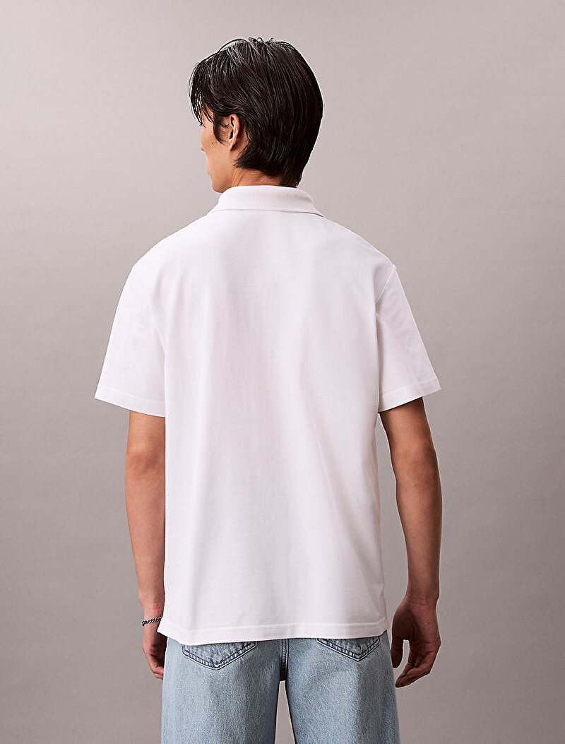 Calvin Klein Beyaz Renkli Erkek Monologo Polo T-shirt