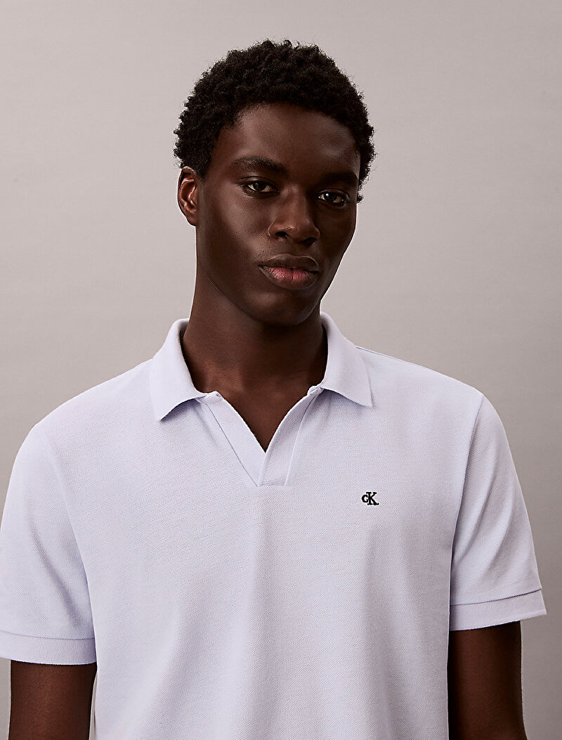 Calvin Klein Mavi Renkli Erkek Open Collar Casual Polo T-shirt