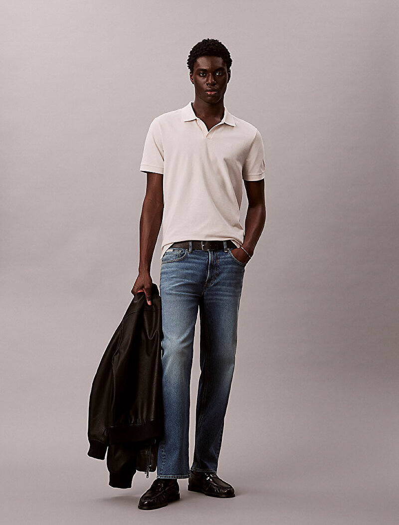 Calvin Klein Beyaz Renkli Erkek Open Collar Casual Polo T-shirt