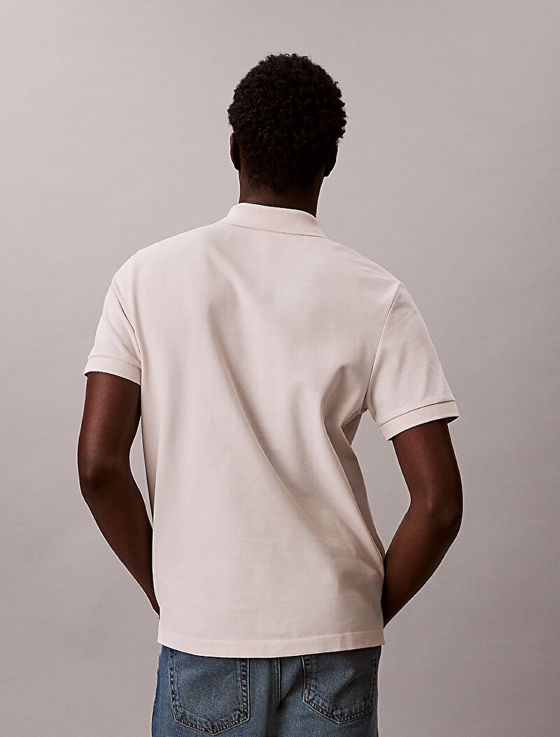 Calvin Klein Beyaz Renkli Erkek Open Collar Casual Polo T-shirt