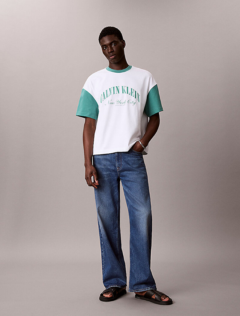 Calvin Klein Beyaz Renkli Erkek Relaxed Premium T-shirt
