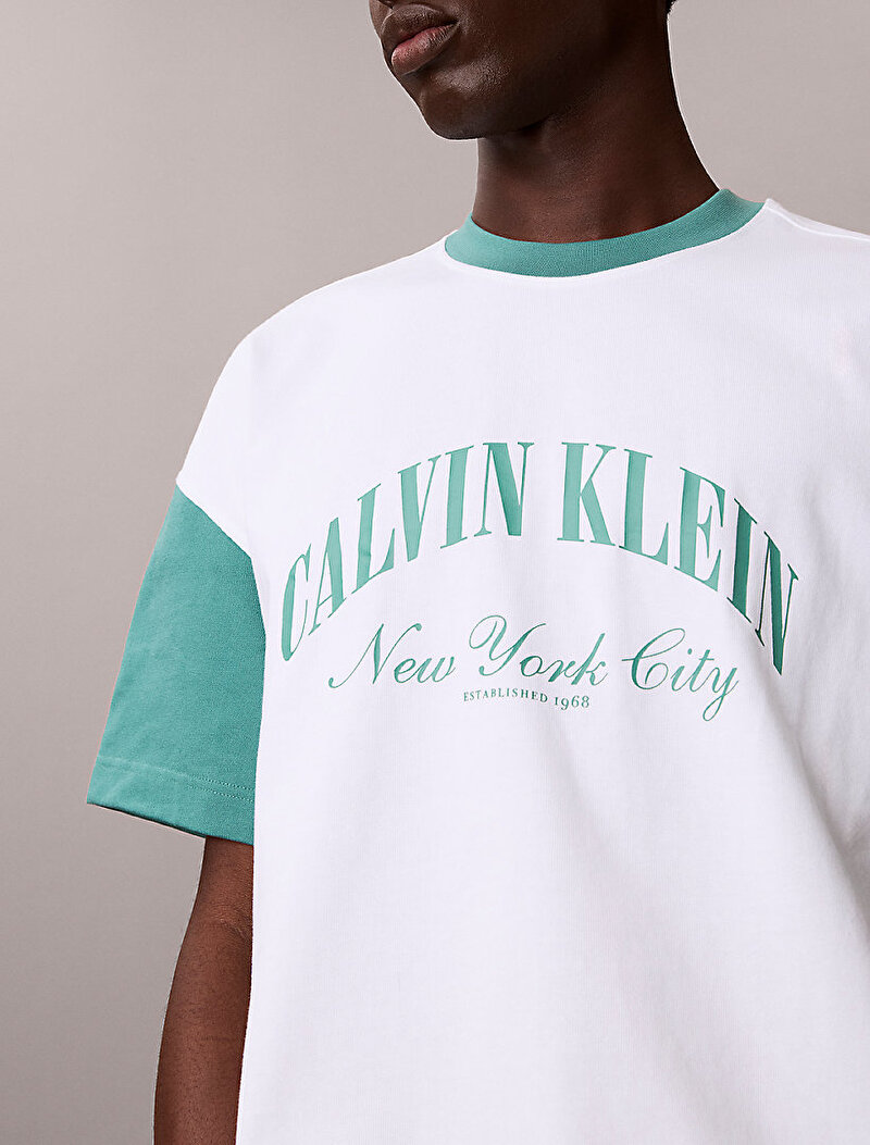 Calvin Klein Beyaz Renkli Erkek Relaxed Premium T-shirt