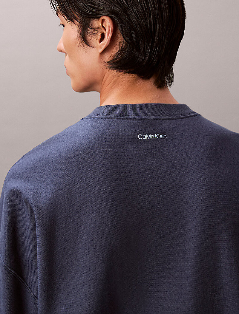 Calvin Klein Lacivert Renkli Erkek Premium Terry Sweatshirt
