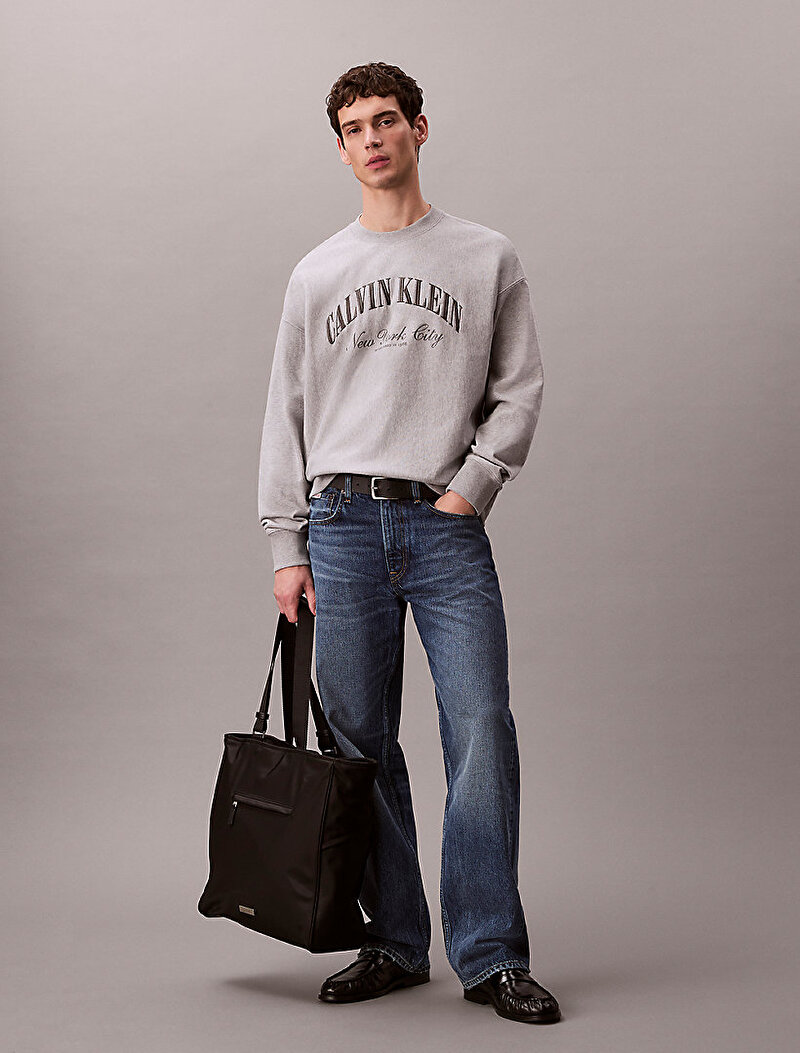 Calvin Klein Gri Renkli Erkek Premium Terry Sweatshirt