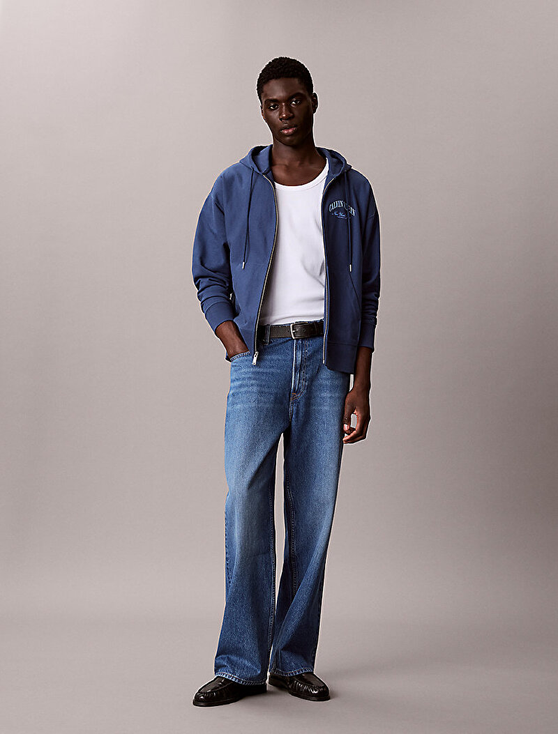 Calvin Klein Lacivert Renkli Erkek Premium Terry Sweatshirt