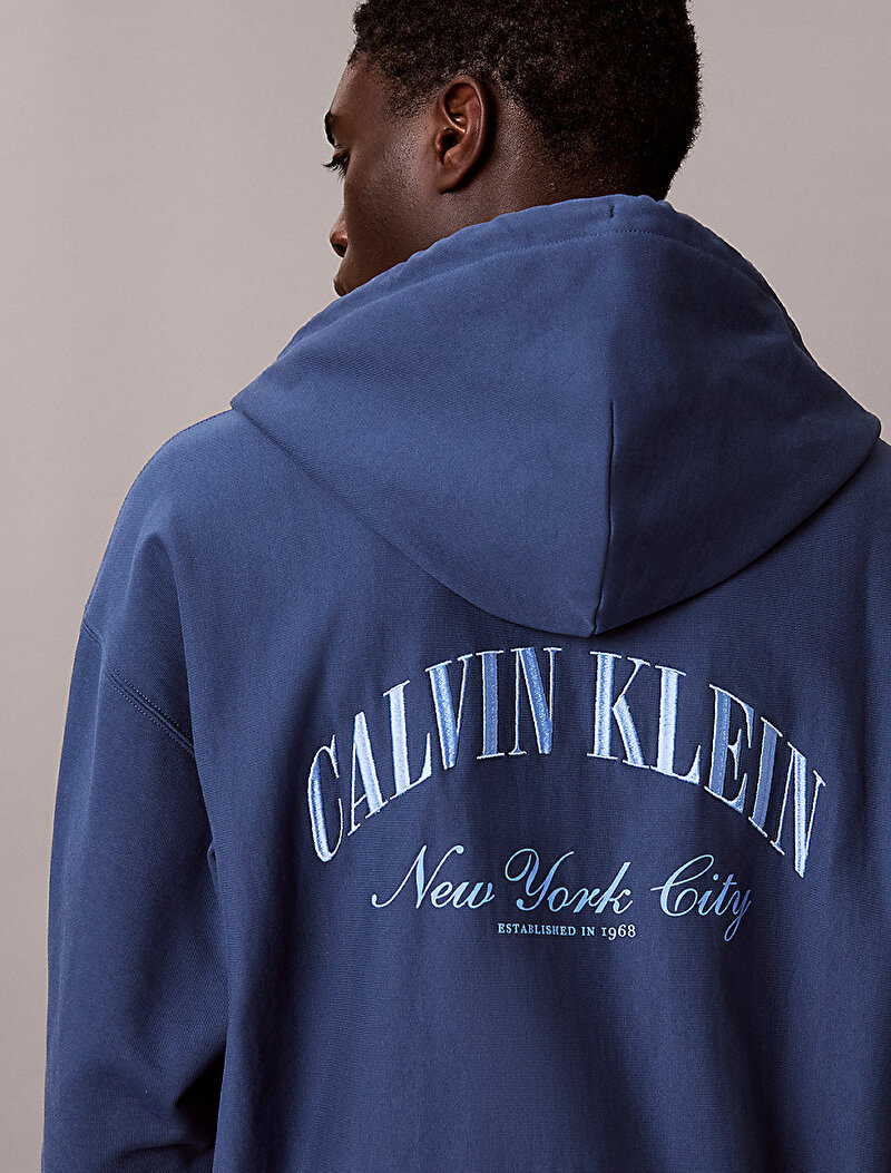 Calvin Klein Lacivert Renkli Erkek Premium Terry Sweatshirt