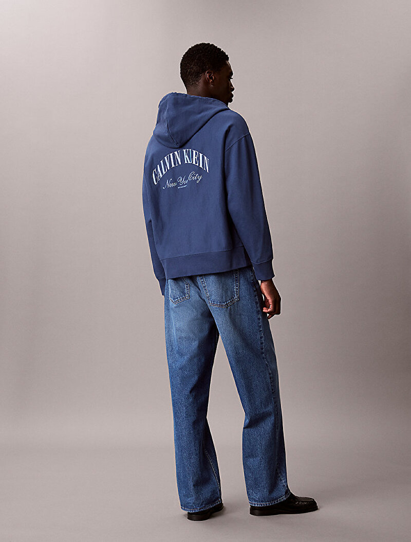 Calvin Klein Lacivert Renkli Erkek Premium Terry Sweatshirt