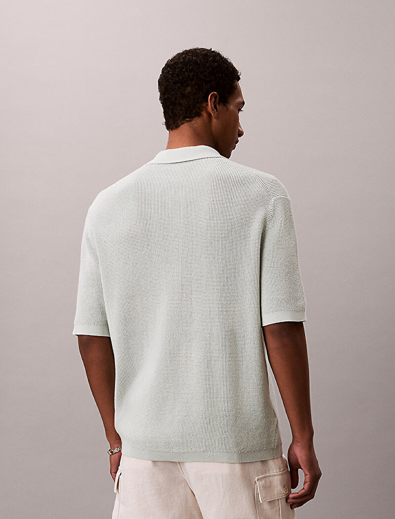 Calvin Klein Beyaz Renkli Erkek Cotton Waffle Kazak