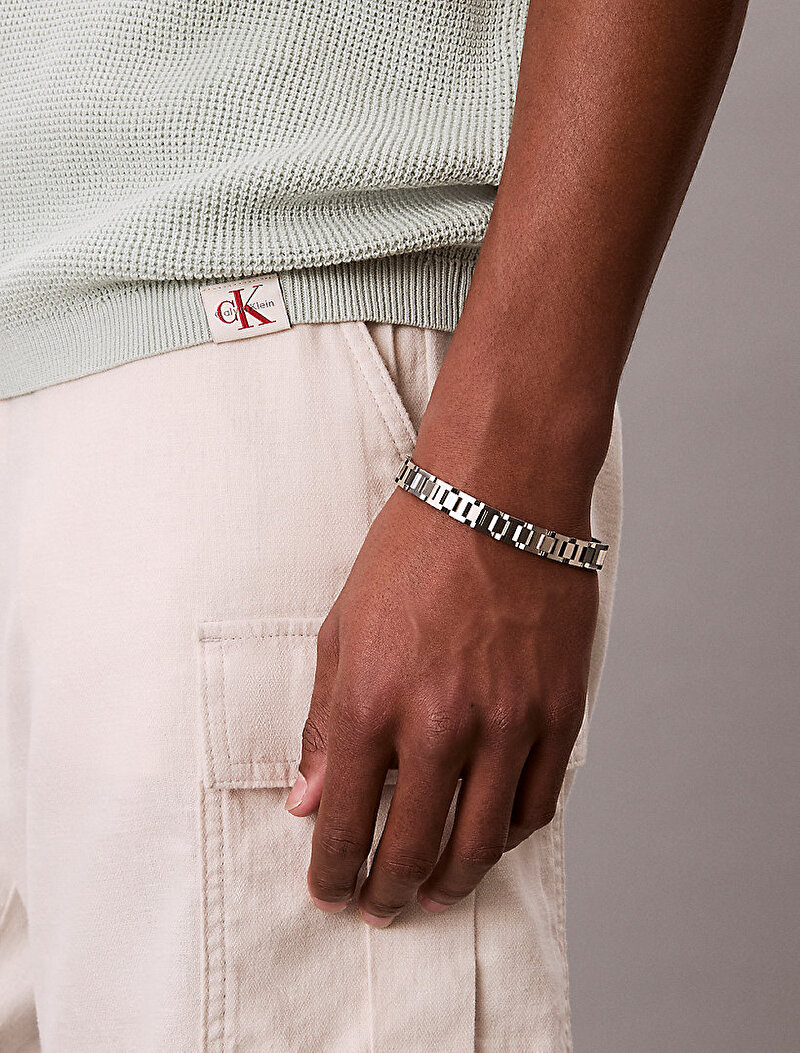 Calvin Klein Beyaz Renkli Erkek Cotton Waffle Kazak