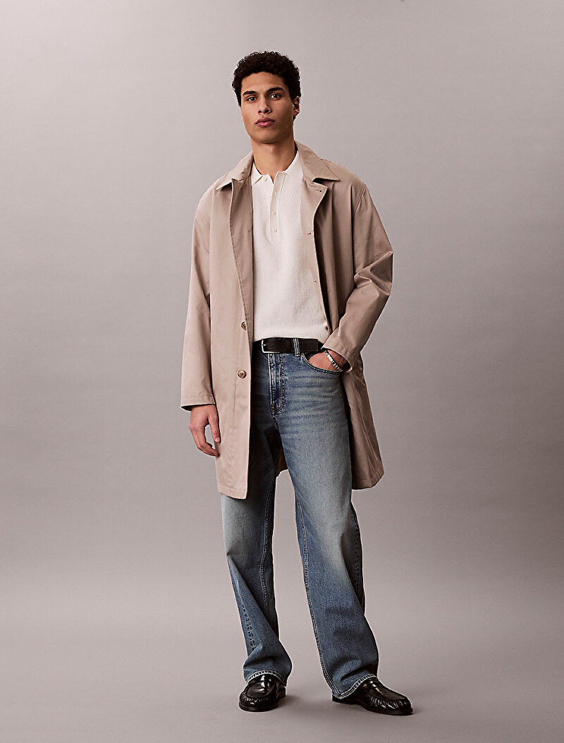 Calvin Klein Beyaz Renkli Erkek Cotton Waffle Kazak