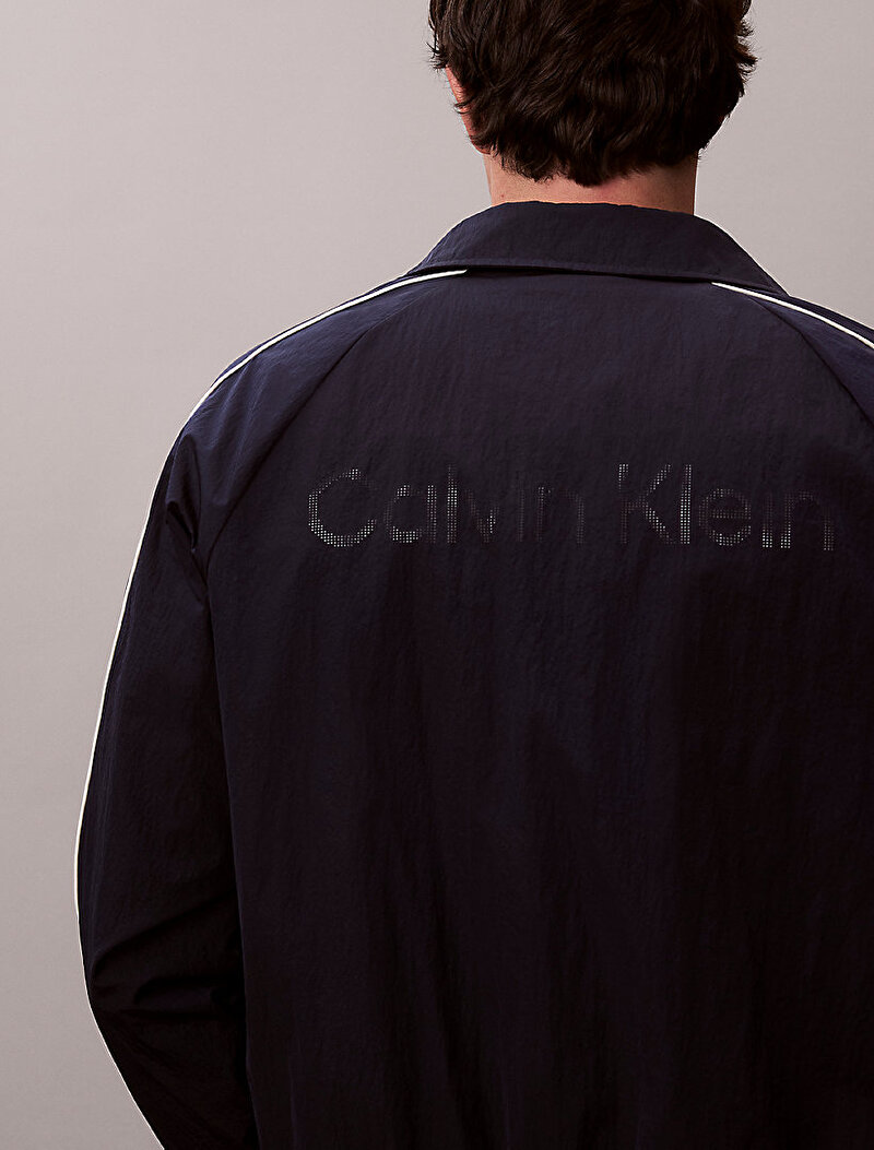 Calvin Klein Lacivert Renkli Erkek Naylon Snap Bomber Ceket