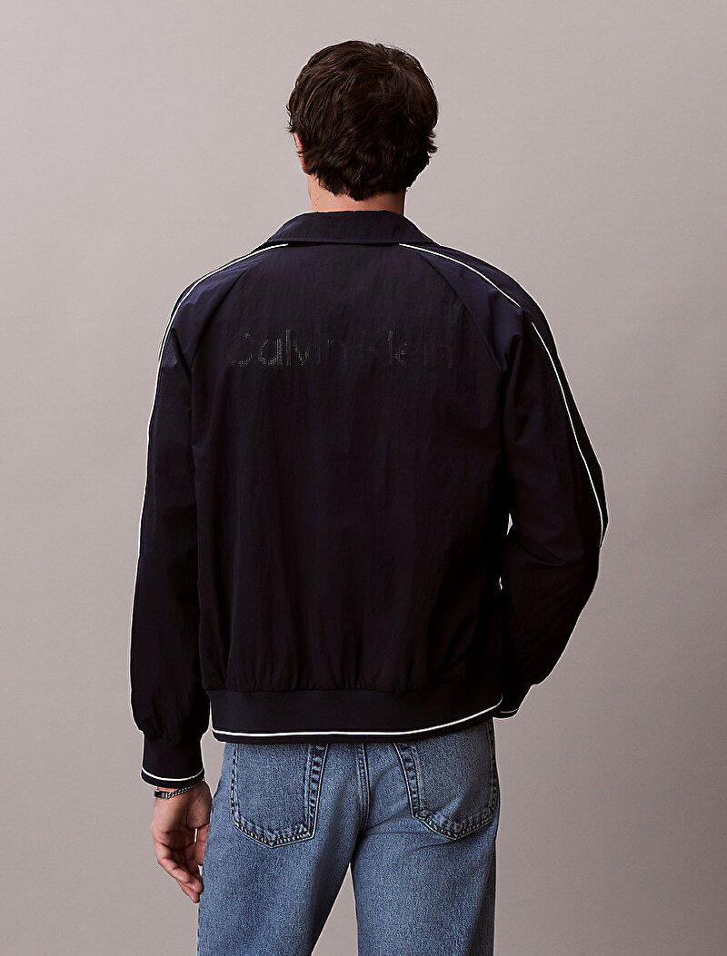 Calvin Klein Lacivert Renkli Erkek Naylon Snap Bomber Ceket