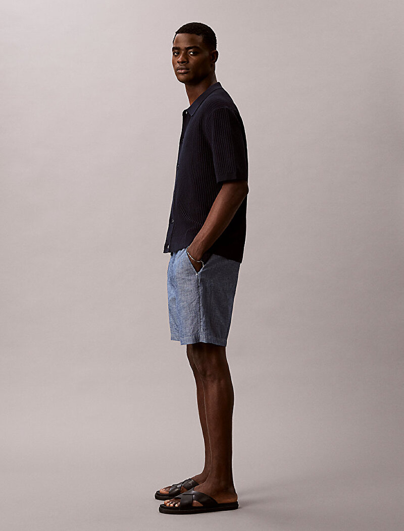 Calvin Klein Mavi Renkli Erkek Straight Chambray Şort