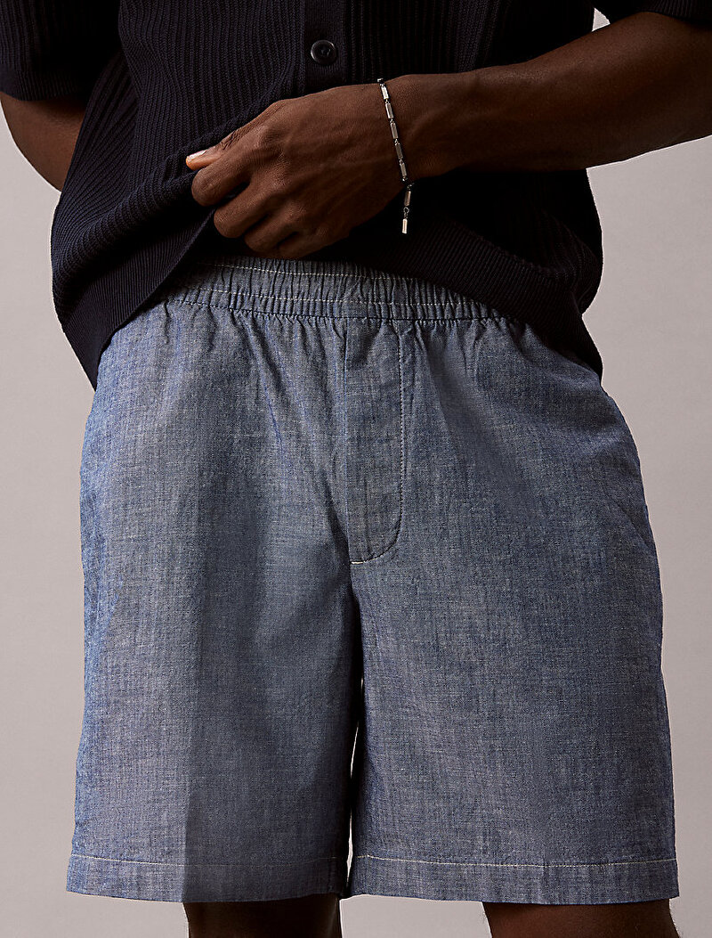 Calvin Klein Mavi Renkli Erkek Straight Chambray Şort