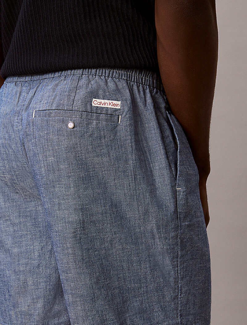 Calvin Klein Mavi Renkli Erkek Straight Chambray Şort