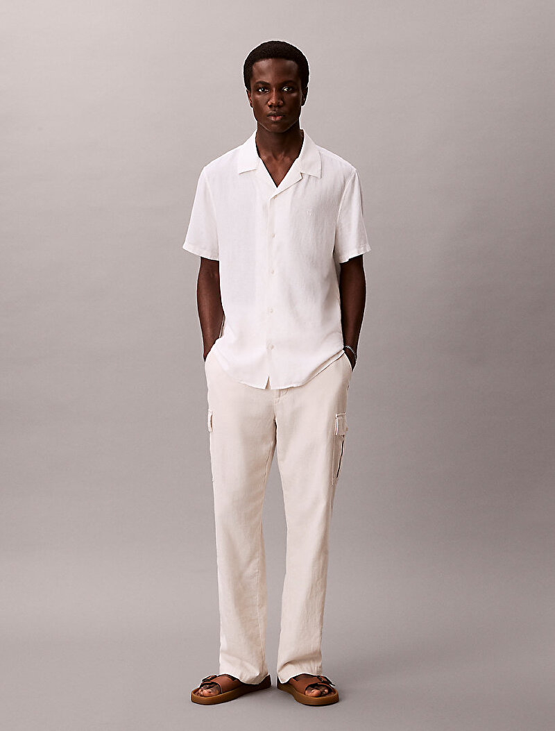 Calvin Klein Beyaz Renkli Erkek Relaxed Straight Pantolon