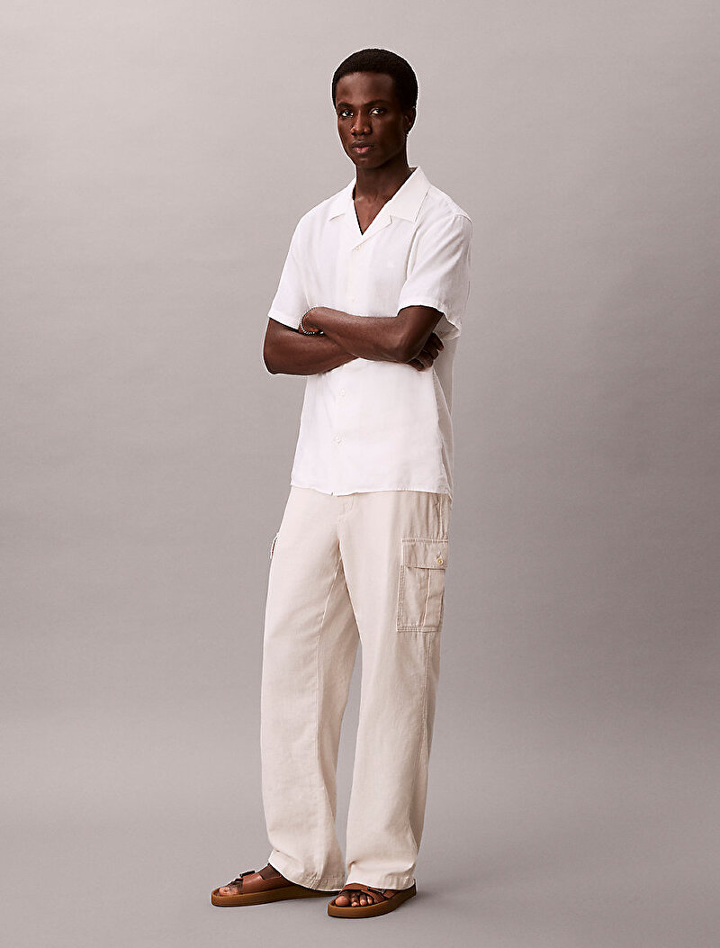 Calvin Klein Beyaz Renkli Erkek Relaxed Straight Pantolon